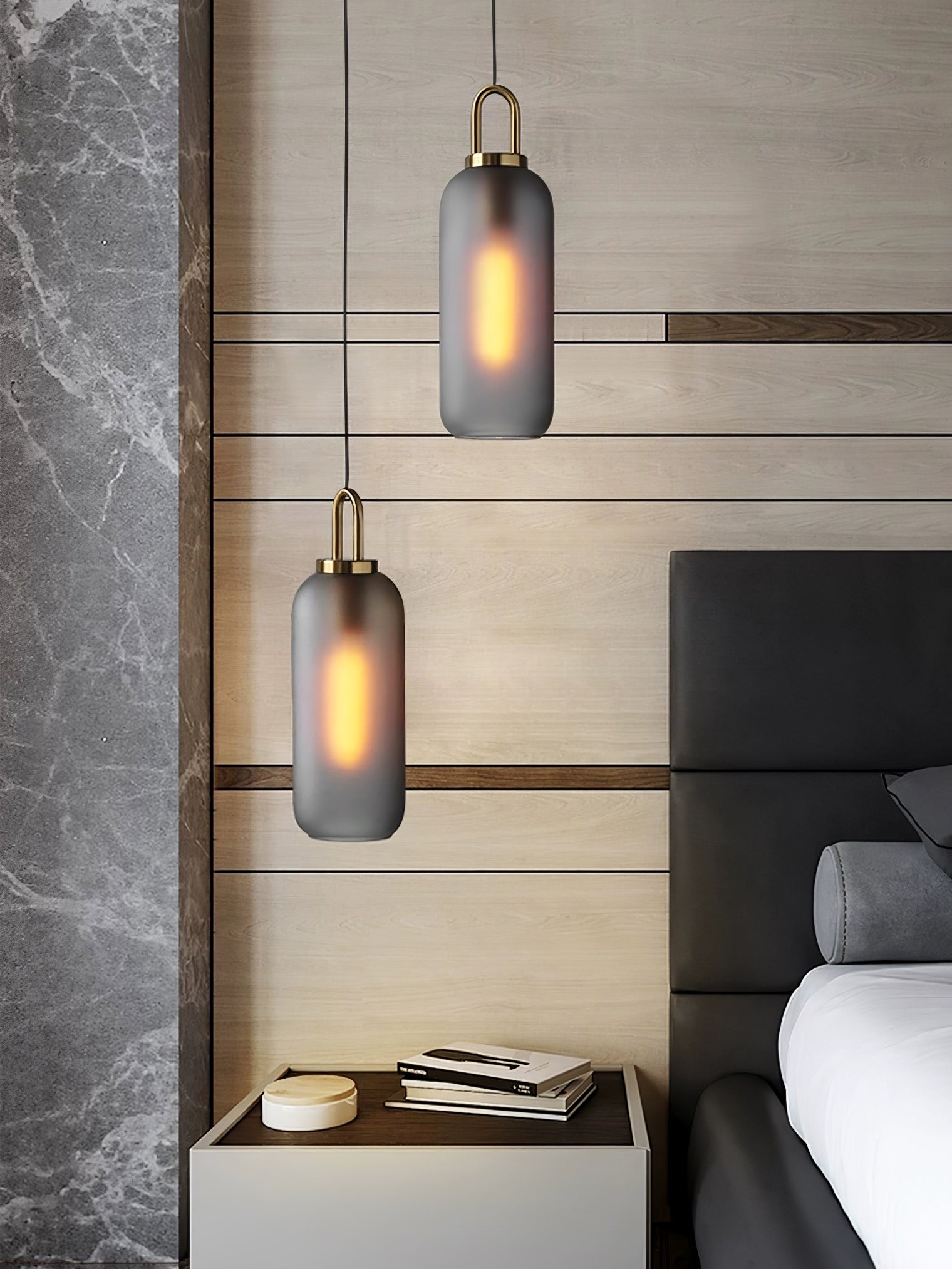 Modern Capsule and Sphere Glass Pendant Swag Light Fixture for Indoor Ceiling Decor