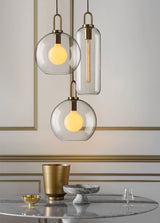 Modern Capsule and Sphere Glass Pendant Swag Light Fixture for Indoor Ceiling Decor