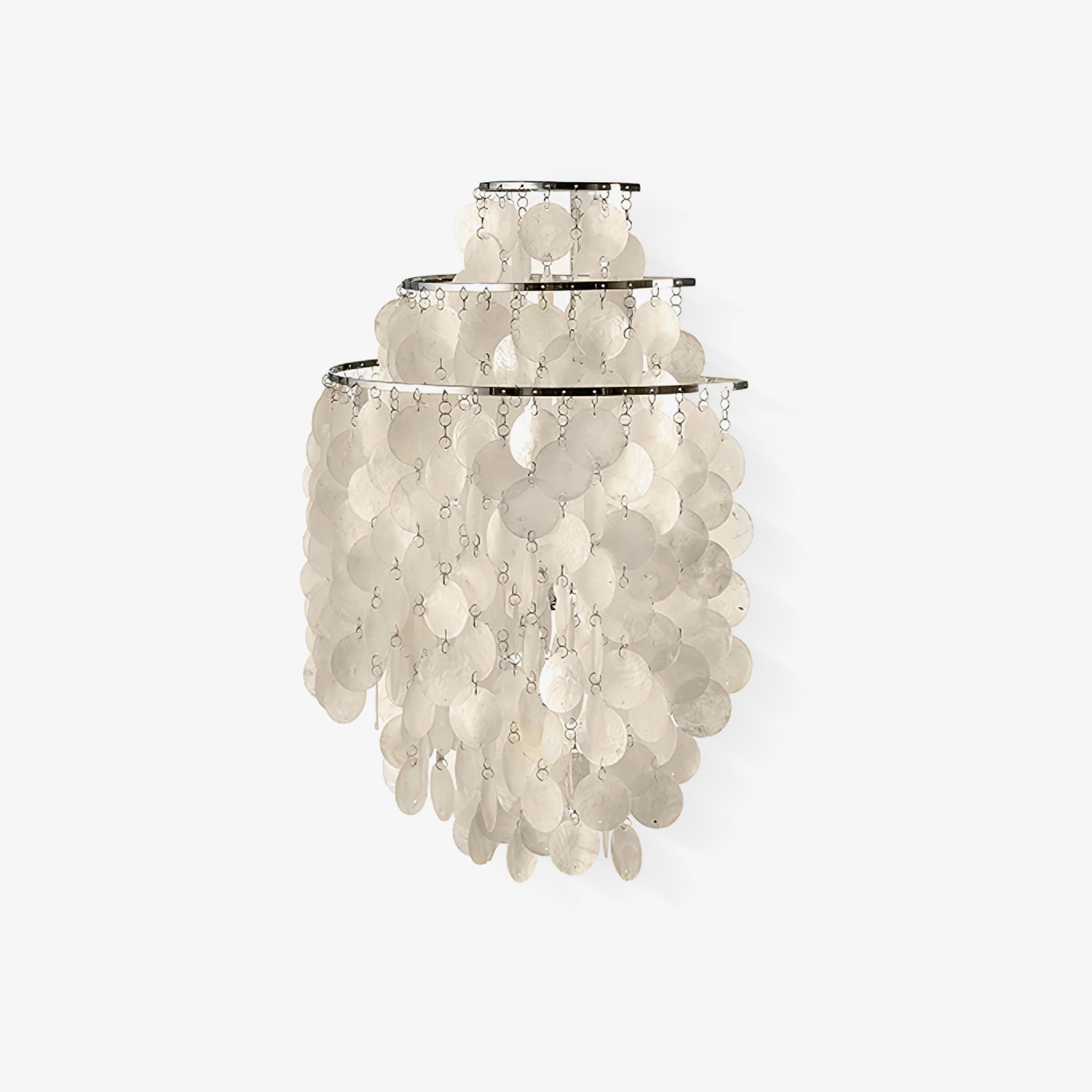 Modern Cascading White Shell Wall Light Fixture Chrome Metal Sconce for Indoor Decor