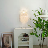 Modern Cascading White Shell Wall Light Fixture Chrome Metal Sconce for Indoor Decor