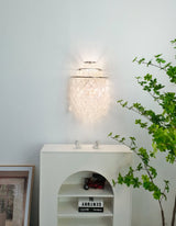 Modern Cascading White Shell Wall Light Fixture Chrome Metal Sconce for Indoor Decor