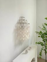 Modern Cascading White Shell Wall Light Fixture Chrome Metal Sconce for Indoor Decor