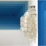 Modern Cascading White Shell Wall Light Fixture Chrome Metal Sconce for Indoor Decor