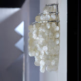 Modern Cascading White Shell Wall Light Fixture Chrome Metal Sconce for Indoor Decor