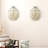 Modern Cascading White Shell Wall Light Fixture Chrome Metal Sconce for Indoor Decor