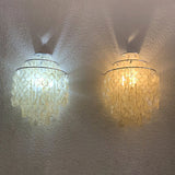 Modern Cascading White Shell Wall Light Fixture Chrome Metal Sconce for Indoor Decor