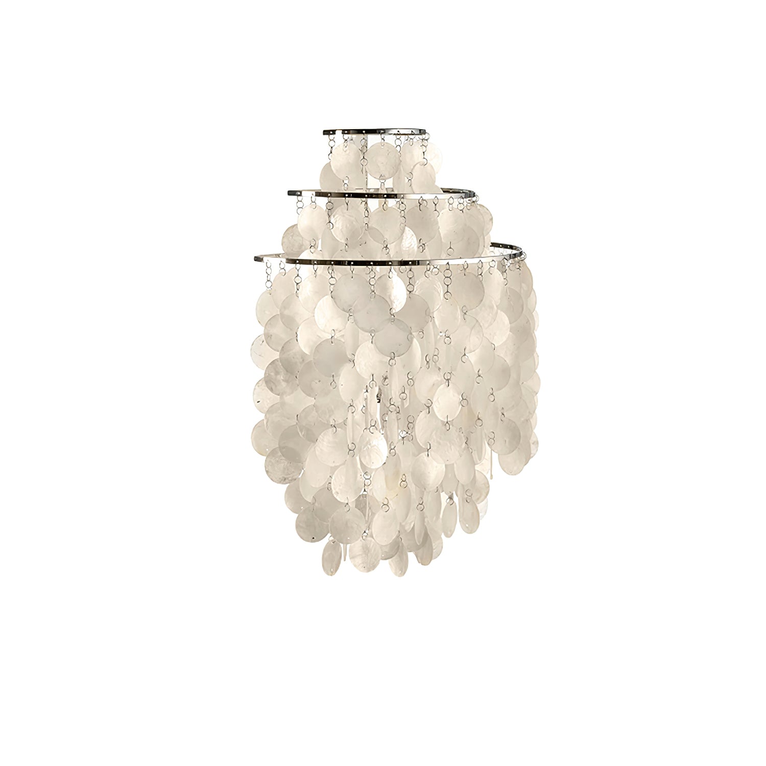 Modern Cascading White Shell Wall Light Fixture Chrome Metal Sconce for Indoor Decor