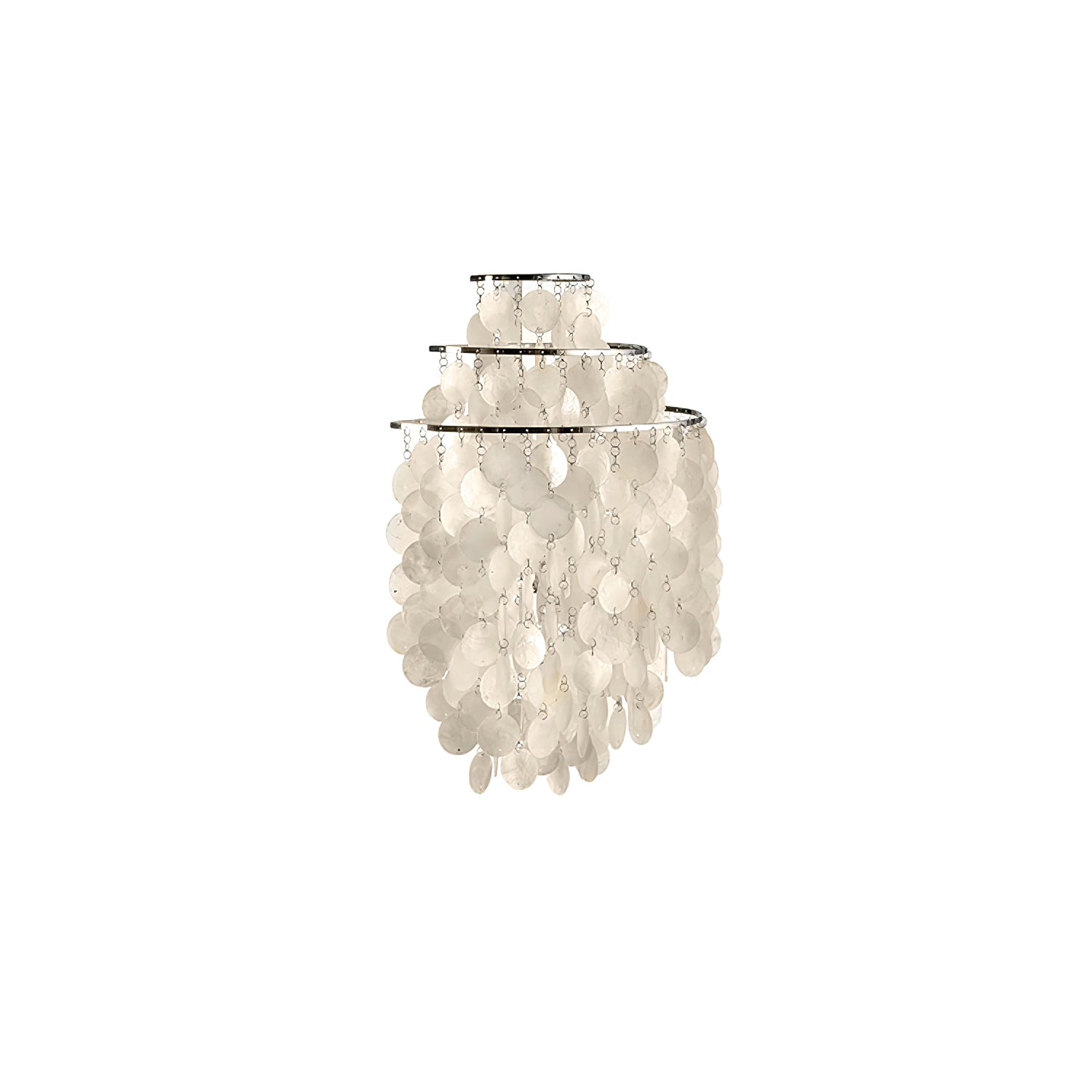 Modern Cascading White Shell Wall Light Fixture Chrome Metal Sconce for Indoor Decor
