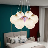 Modern Celestial Glass Sphere Chandelier Lunar Inspired Droplight for Dining Area