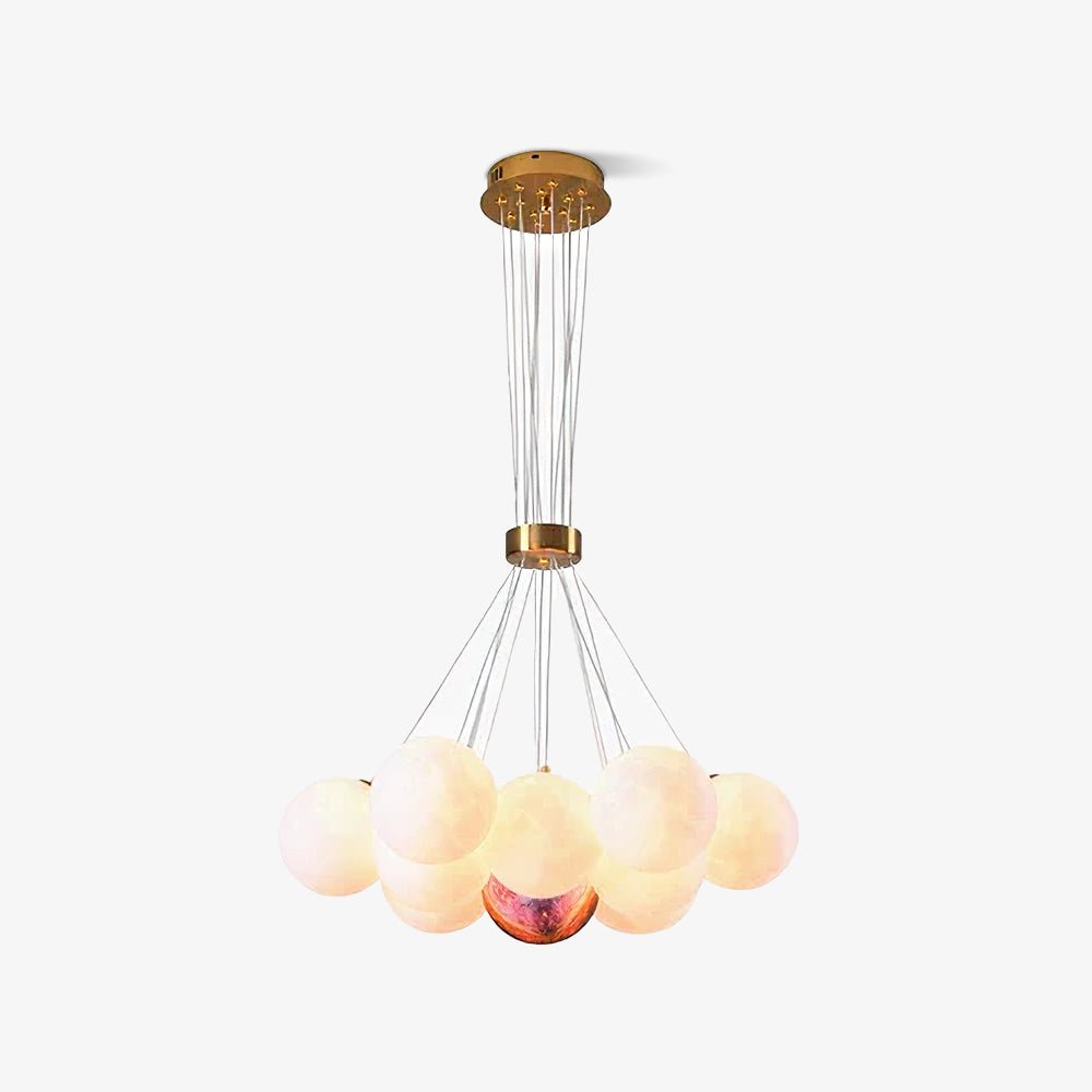 Modern Celestial Glass Sphere Chandelier Lunar Inspired Droplight for Dining Area