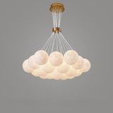 Modern Celestial Glass Sphere Chandelier Lunar Inspired Droplight for Dining Area