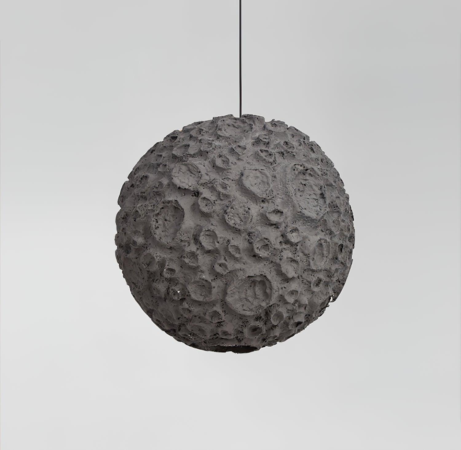 Modern Celestial Sphere Pendant Light with Grey Earth Texture and Porous Planet Design