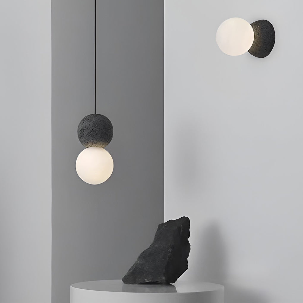 Modern Cement LED Round Wall Sconce and Nordic Pendant Hanging Light for Indoor Decor