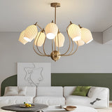 Modern Ceramic Flower Petal Ceiling Light 4 Light Warm White Chandelier for Living Room