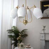 Modern Ceramic Flower Petal Ceiling Light 4 Light Warm White Chandelier for Living Room