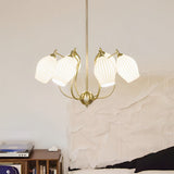 Modern Ceramic Flower Petal Ceiling Light 4 Light Warm White Chandelier for Living Room