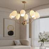 Modern Ceramic Flower Petal Ceiling Light 4 Light Warm White Chandelier for Living Room