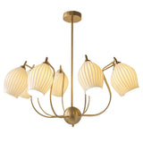 Modern Ceramic Flower Petal Ceiling Light 4 Light Warm White Chandelier for Living Room