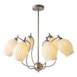 Modern Ceramic Flower Petal Ceiling Light 4 Light Warm White Chandelier for Living Room