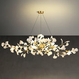 Modern Ceramic Ginkgo Leaf Chandelier Brass Finish Elegant Ceiling Pendant Lighting