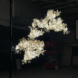 Modern Ceramic Ginkgo Leaf Combination Chandelier Gold Porcelain Petal Luxury Gasolier Lighting
