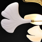 Modern Ceramic Ginkgo Leaf Combination Chandelier Gold Porcelain Petal Luxury Gasolier Lighting