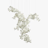 Modern Ceramic Ginkgo Leaf Combination Chandelier Gold Porcelain Petal Luxury Gasolier Lighting