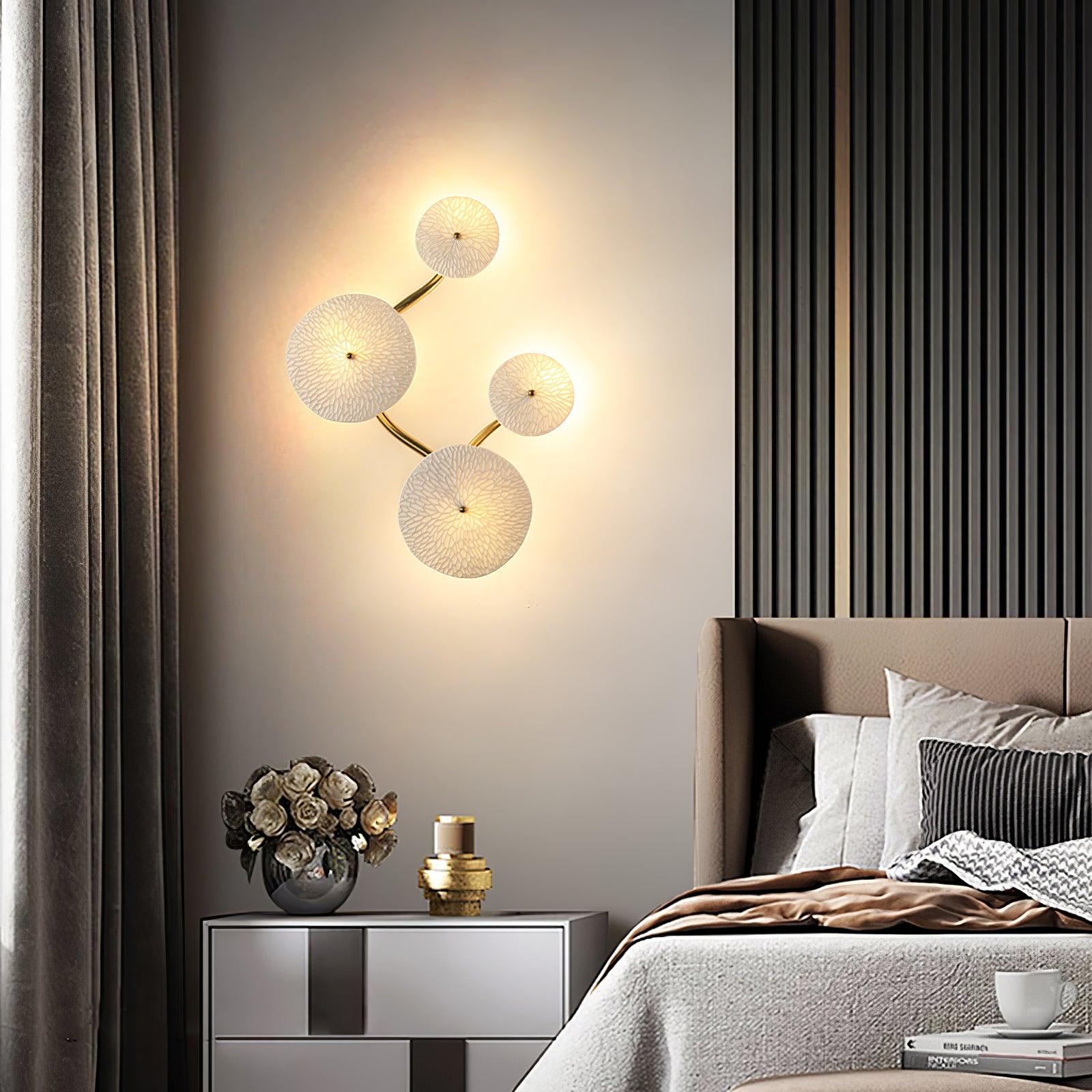 Modern Ceramic Lotus Petal Wall Lamp Gold Floral Decorative Sconce for Living Room