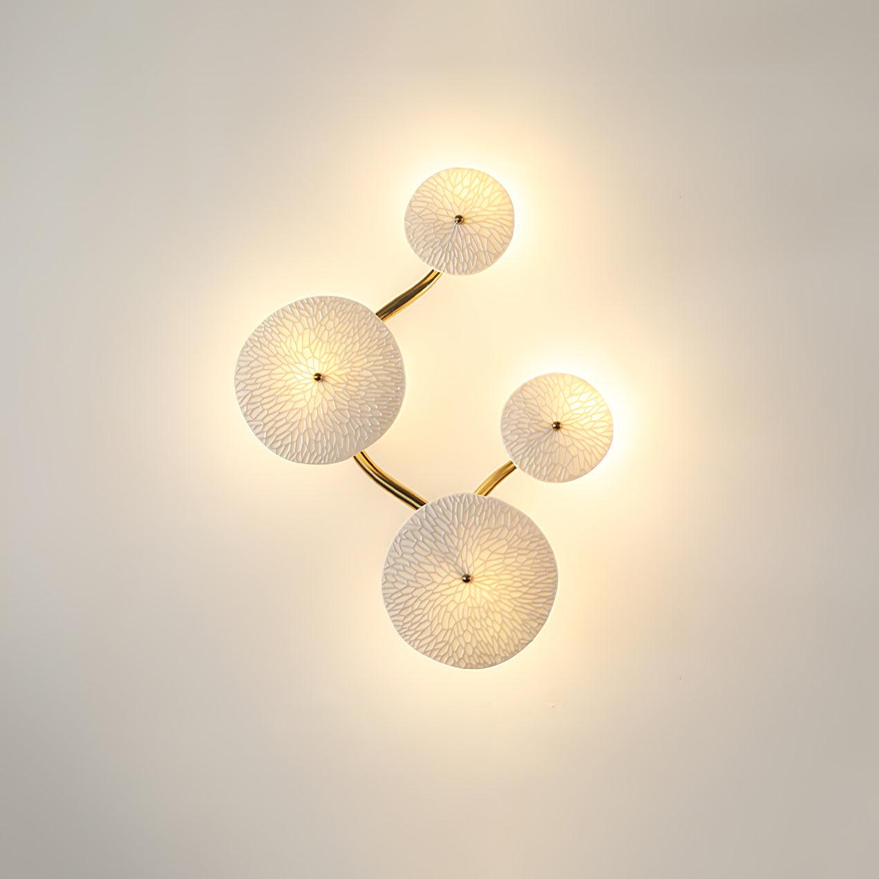 Modern Ceramic Lotus Petal Wall Lamp Gold Floral Decorative Sconce for Living Room