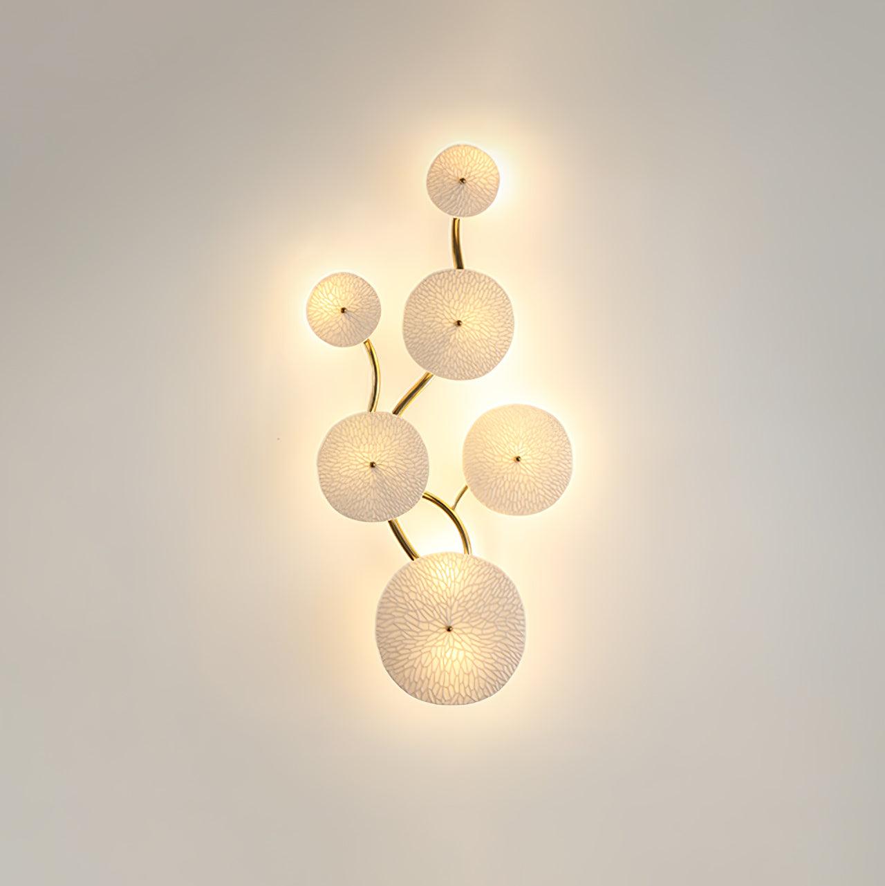 Modern Ceramic Lotus Petal Wall Lamp Gold Floral Decorative Sconce for Living Room