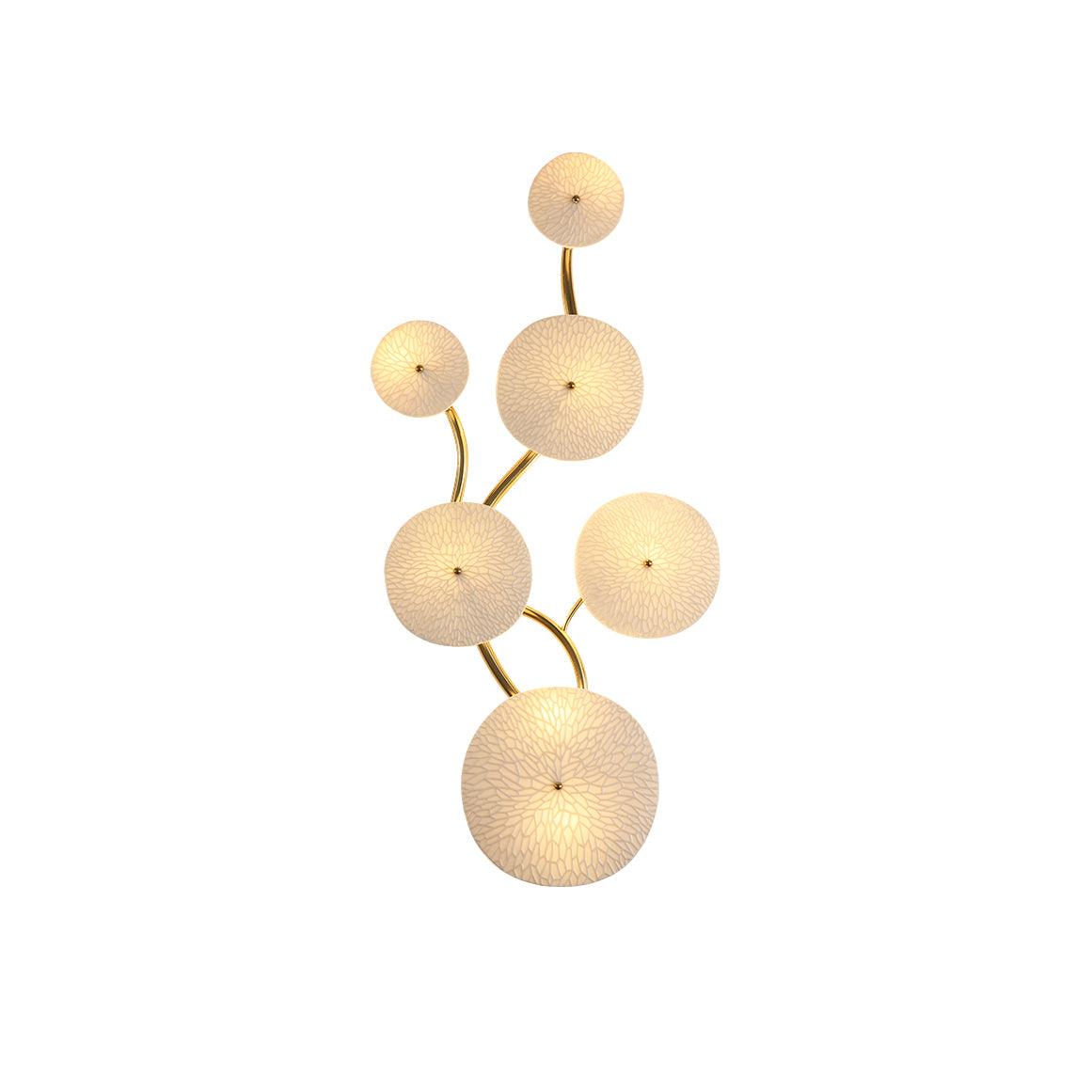 Modern Ceramic Lotus Petal Wall Lamp Gold Floral Decorative Sconce for Living Room