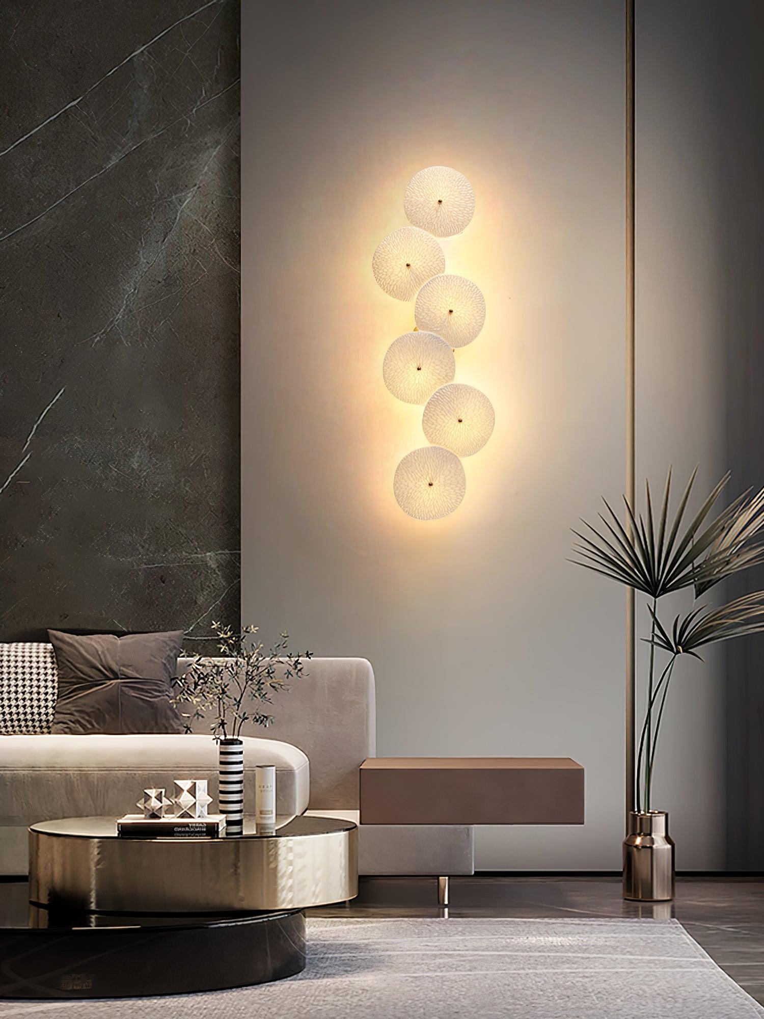 Modern Ceramic Lotus Petal Wall Lamp Gold Floral Decorative Sconce for Living Room