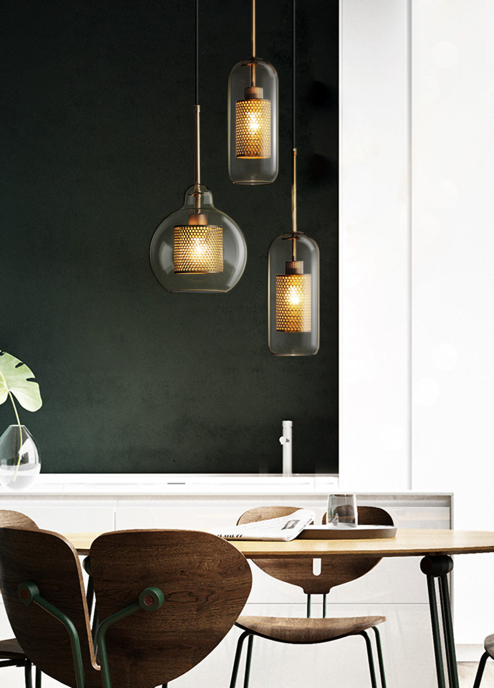 Modern Chiswick Glass Pendant Lamp for Kitchen Island and Living Room Lighting