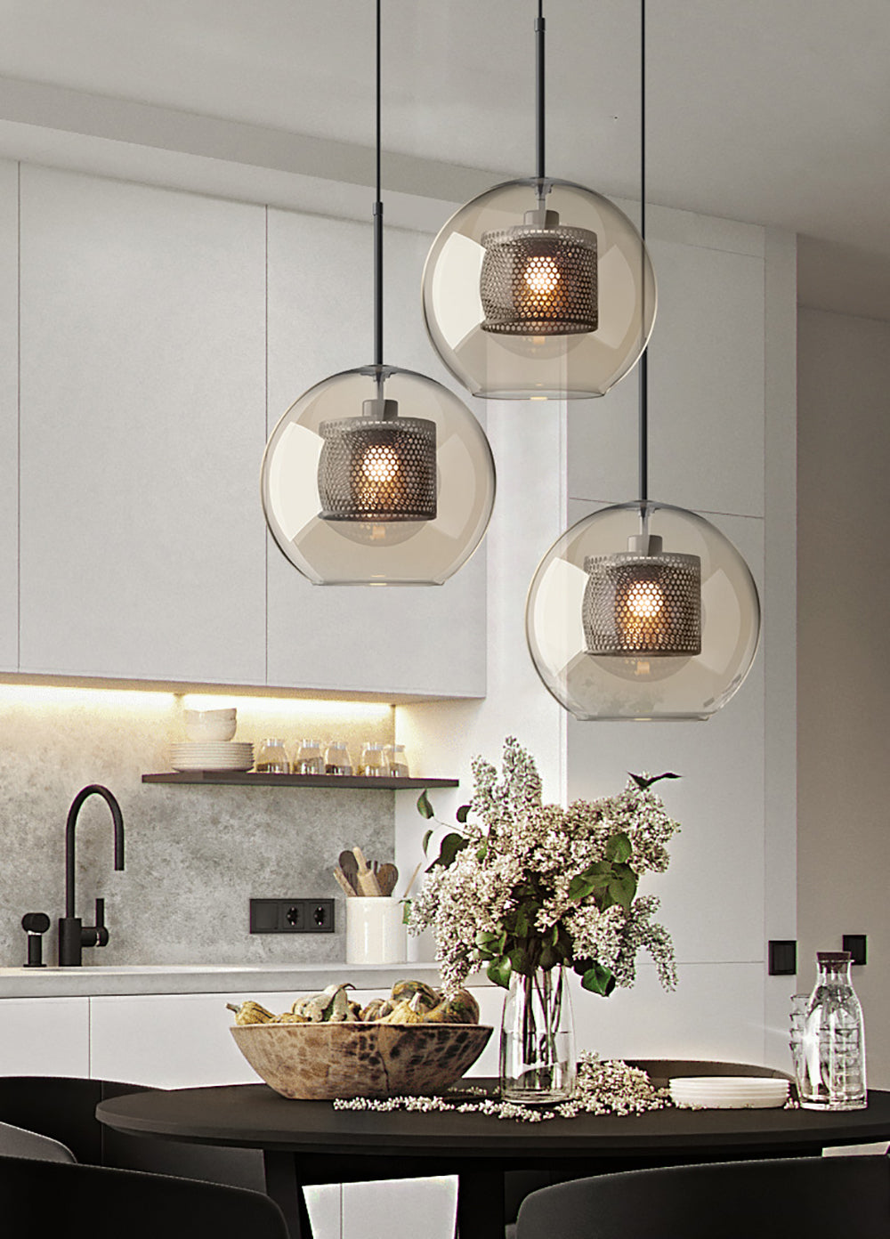 Modern Chiswick Glass Pendant Lamp for Kitchen Island and Living Room Lighting