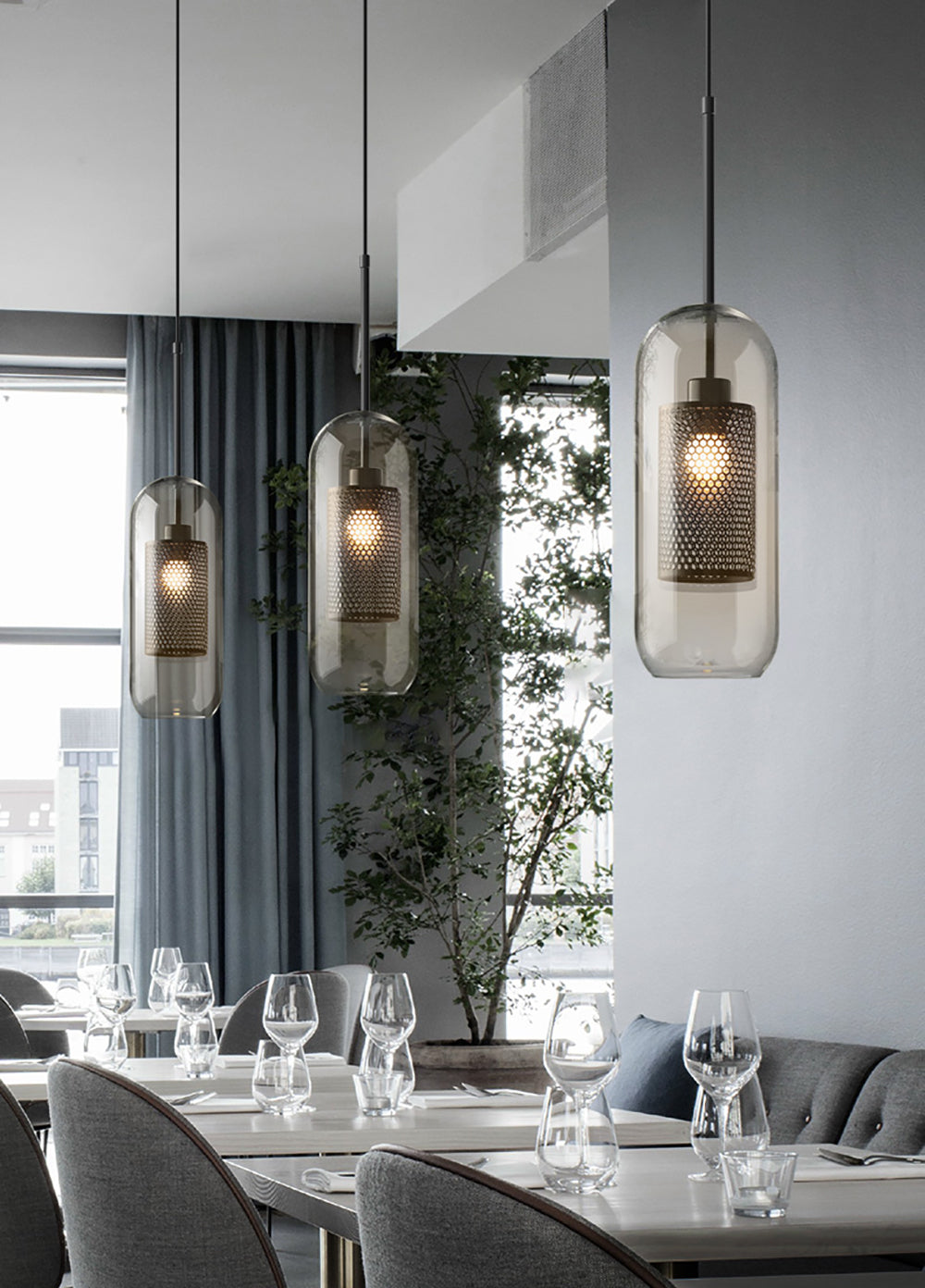 Modern Chiswick Glass Pendant Lamp for Kitchen Island and Living Room Lighting
