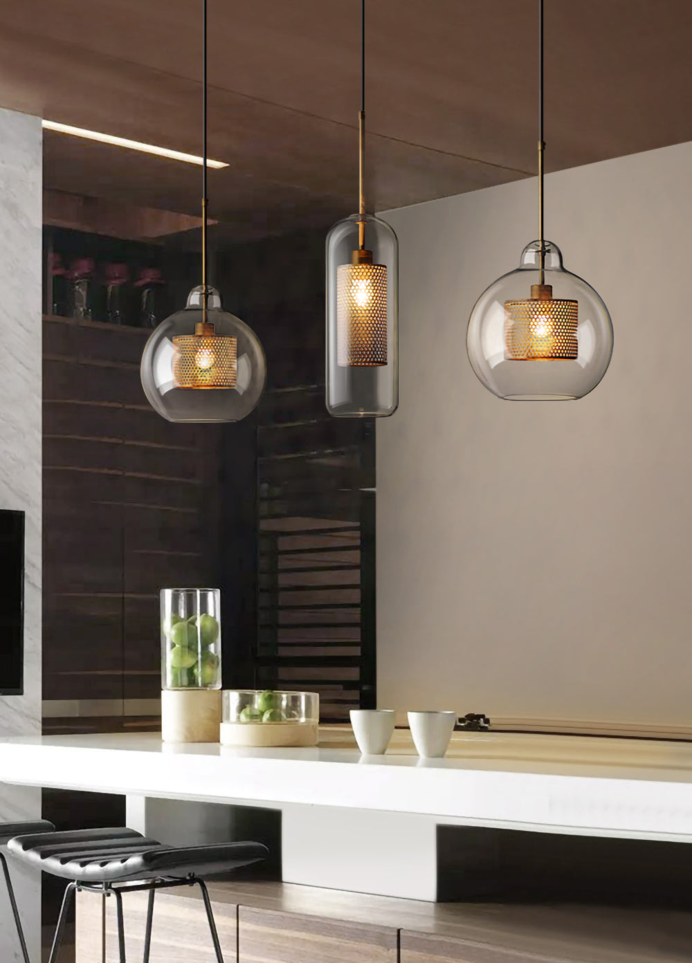 Modern Chiswick Glass Pendant Lamp for Kitchen Island and Living Room Lighting