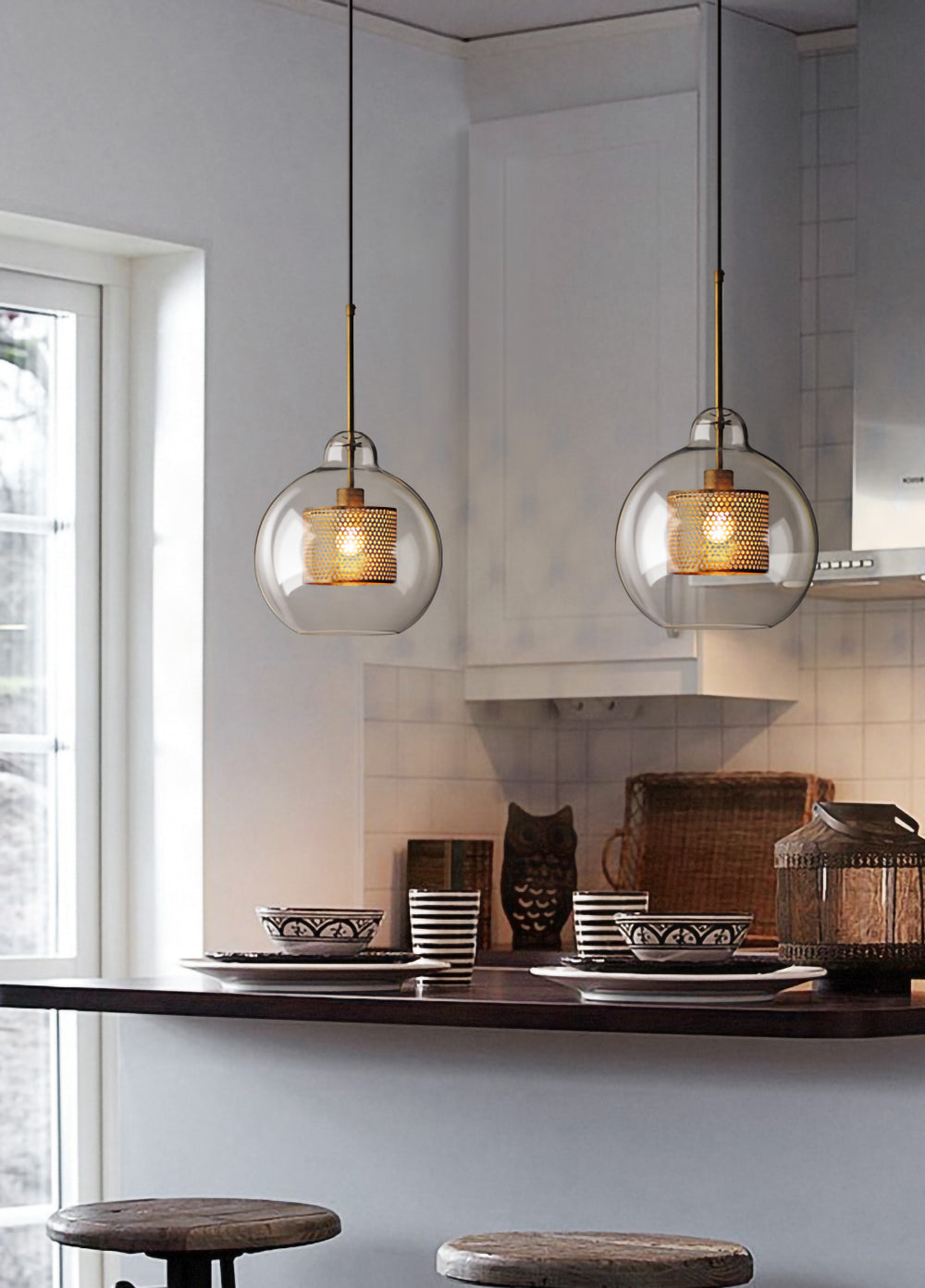 Modern Chiswick Glass Pendant Lamp for Kitchen Island and Living Room Lighting