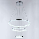 Modern Chrome 3 Ring LED Chandelier Adjustable 24 Inch Hanging Ceiling Light Fixture