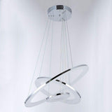 Modern Chrome 3 Ring LED Chandelier Adjustable 24 Inch Hanging Ceiling Light Fixture