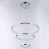 Modern Chrome 3 Ring LED Chandelier Adjustable 24 Inch Hanging Ceiling Light Fixture