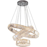 Modern Chrome 3 Tier Crystal Ring Pendant Light LED Ceiling Chandelier for Dining Room