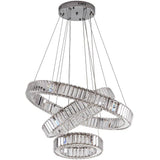 Modern Chrome 3 Tier Crystal Ring Pendant Light LED Ceiling Chandelier for Dining Room