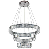 Modern Chrome 3 Tier Crystal Ring Pendant Light LED Ceiling Chandelier for Dining Room