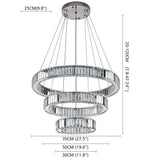 Modern Chrome 3 Tier Crystal Ring Pendant Light LED Ceiling Chandelier for Dining Room