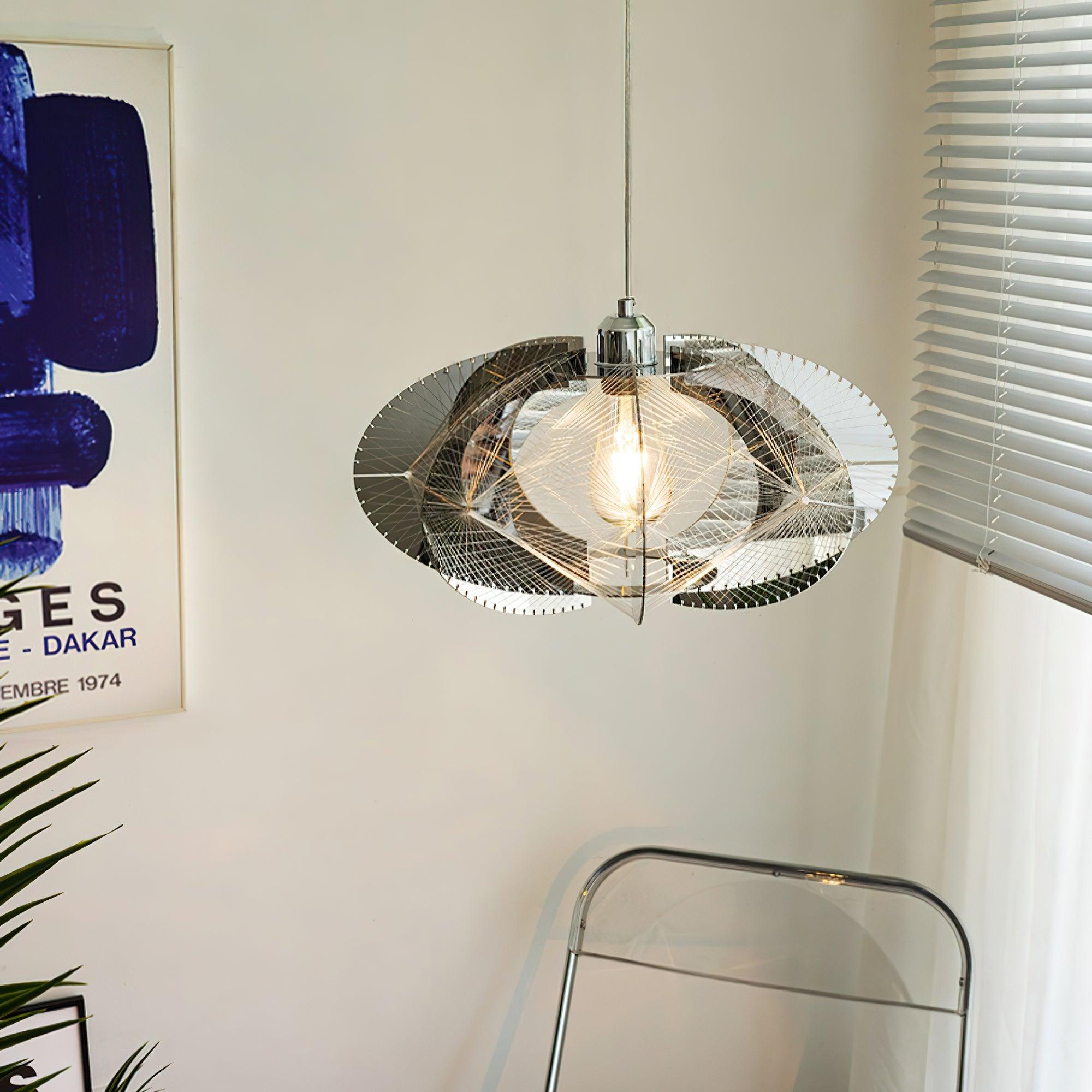 Modern Chrome Abstract Stainless Steel Pendant Light with Fishing Line Design
