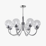 Modern Chrome Gasolier Chandelier with Clear Twisted Glass Shades for Indoor Living