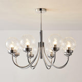 Modern Chrome Gasolier Chandelier with Clear Twisted Glass Shades for Indoor Living