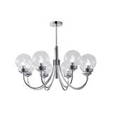 Modern Chrome Gasolier Chandelier with Clear Twisted Glass Shades for Indoor Living
