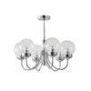 Modern Chrome Gasolier Chandelier with Clear Twisted Glass Shades for Indoor Living