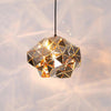 Modern Chrome Geometric Cut Panel Pendant Light Stainless Steel Hanging Lamp